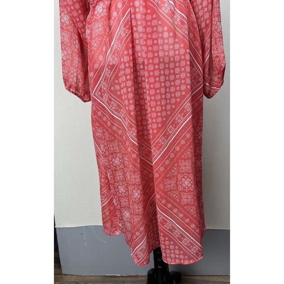 Lane Bryant Plus Sz 18/20 Red Belted Swim Coverup Kimono Beachwear Resortwear - Picture 7 of 16